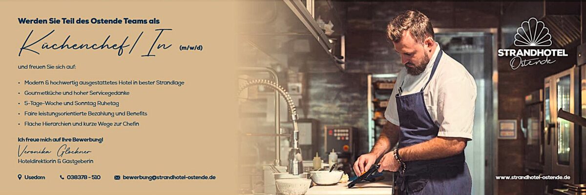 Werde Küchenchef im Strandhotel Ostende_